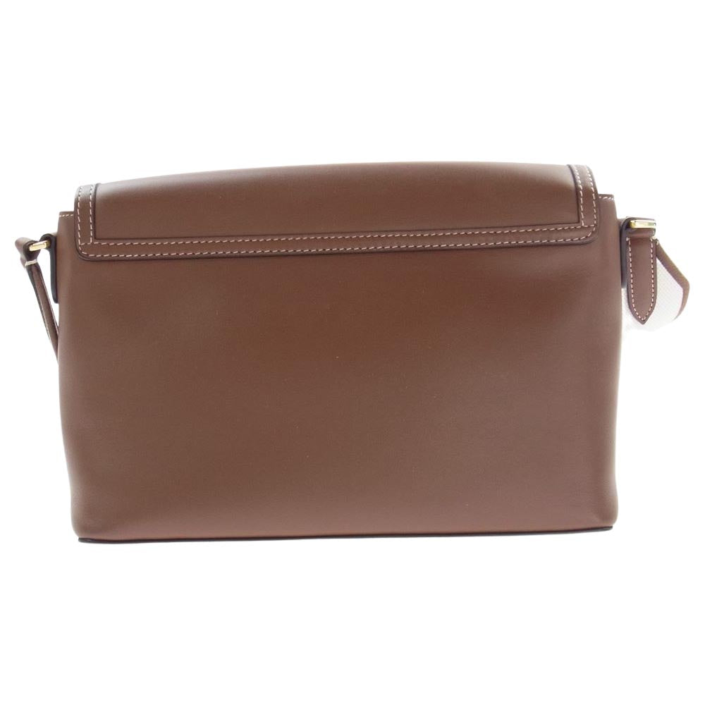 BURBERRY バーバリー 8043055 トップ ステッチ レザー ノート クロス ボディ バッグ ブラウン系【美品】【中古】