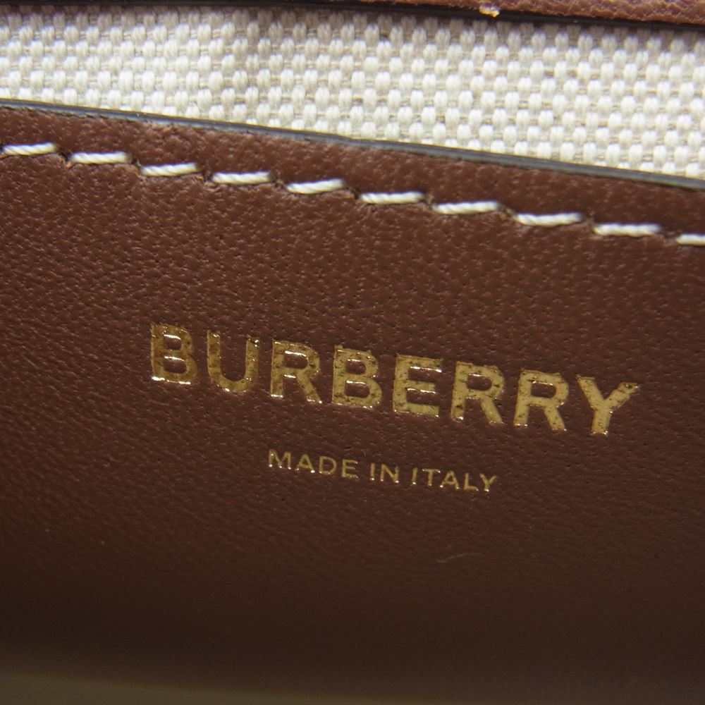 BURBERRY バーバリー 8043055 トップ ステッチ レザー ノート クロス ボディ バッグ ブラウン系【美品】【中古】