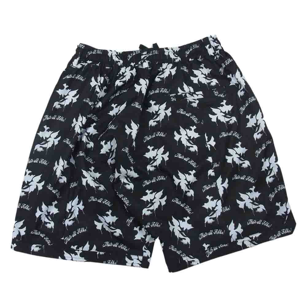 タインダブルプッシュ T212-PT18 SYMBOL OF PEACE SURF SHORTS 総柄 ショート パンツ ブラック系 L【中古】