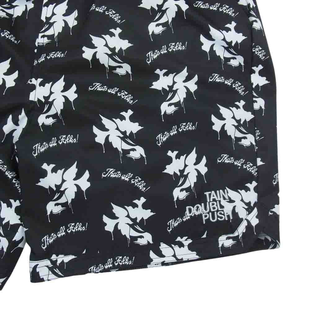 タインダブルプッシュ T212-PT18 SYMBOL OF PEACE SURF SHORTS 総柄 ショート パンツ ブラック系 L【中古】