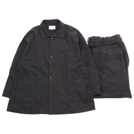 ヨーコサカモト コットン オーバーサイズ シャツ ジャケット ワイドパンツ セットアップ ダークブラウン系 M【中古】