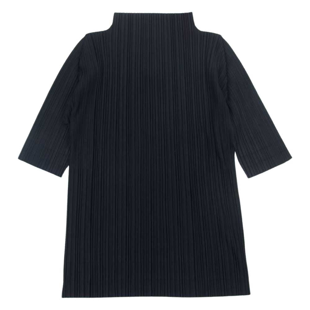 PLEATS PLEASE プリーツプリーズ イッセイミヤケ PP01JK965 プリーツ加工 ハイネック 半袖カットソー ブラック ブラック系 3【中古】