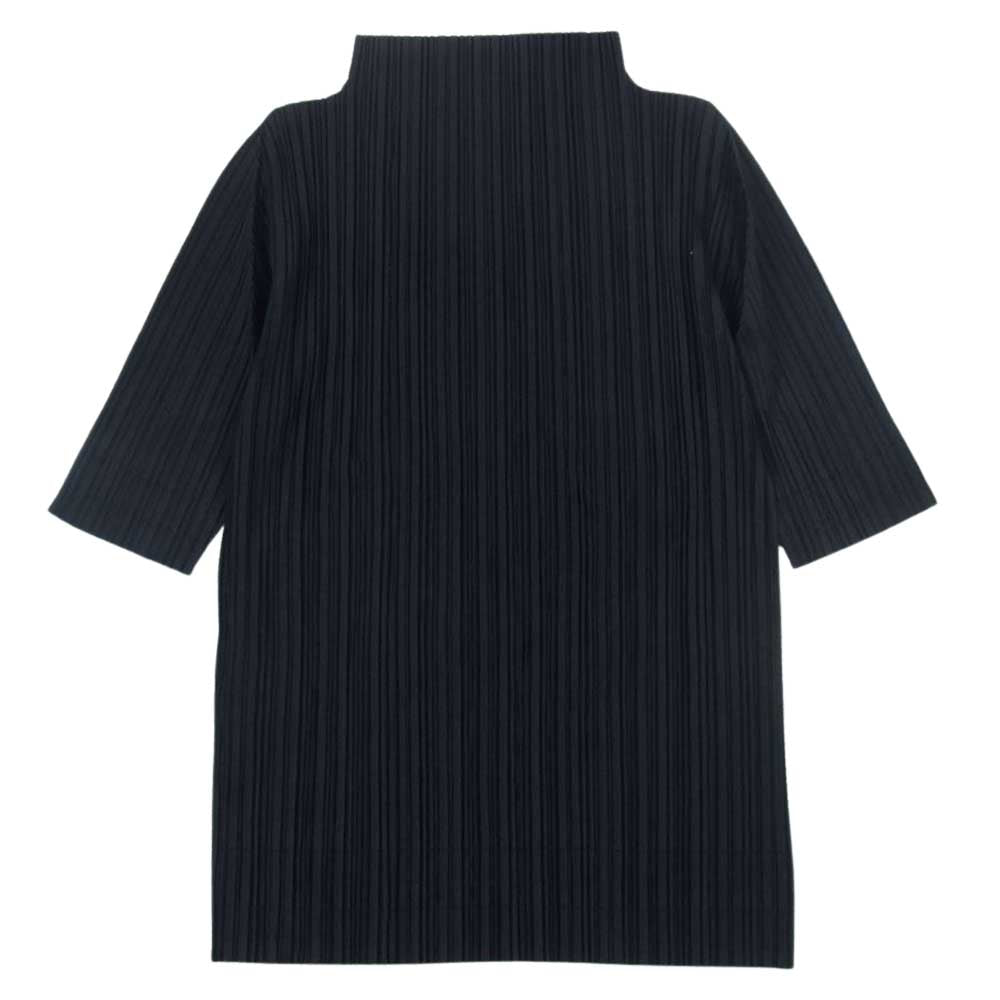 PLEATS PLEASE プリーツプリーズ イッセイミヤケ PP01JK965 プリーツ加工 ハイネック 半袖カットソー ブラック ブラック系 3【中古】