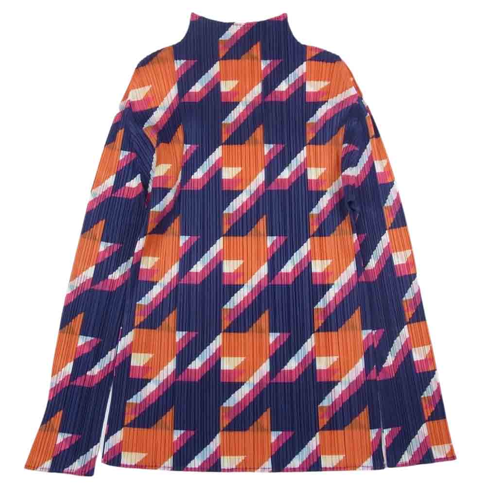PLEATS PLEASE プリーツプリーズ イッセイミヤケ PP11-JK711 プリーツ加工 総柄 ボトルネック カットソー 長袖 マルチカラー系 3【美品】【中古】