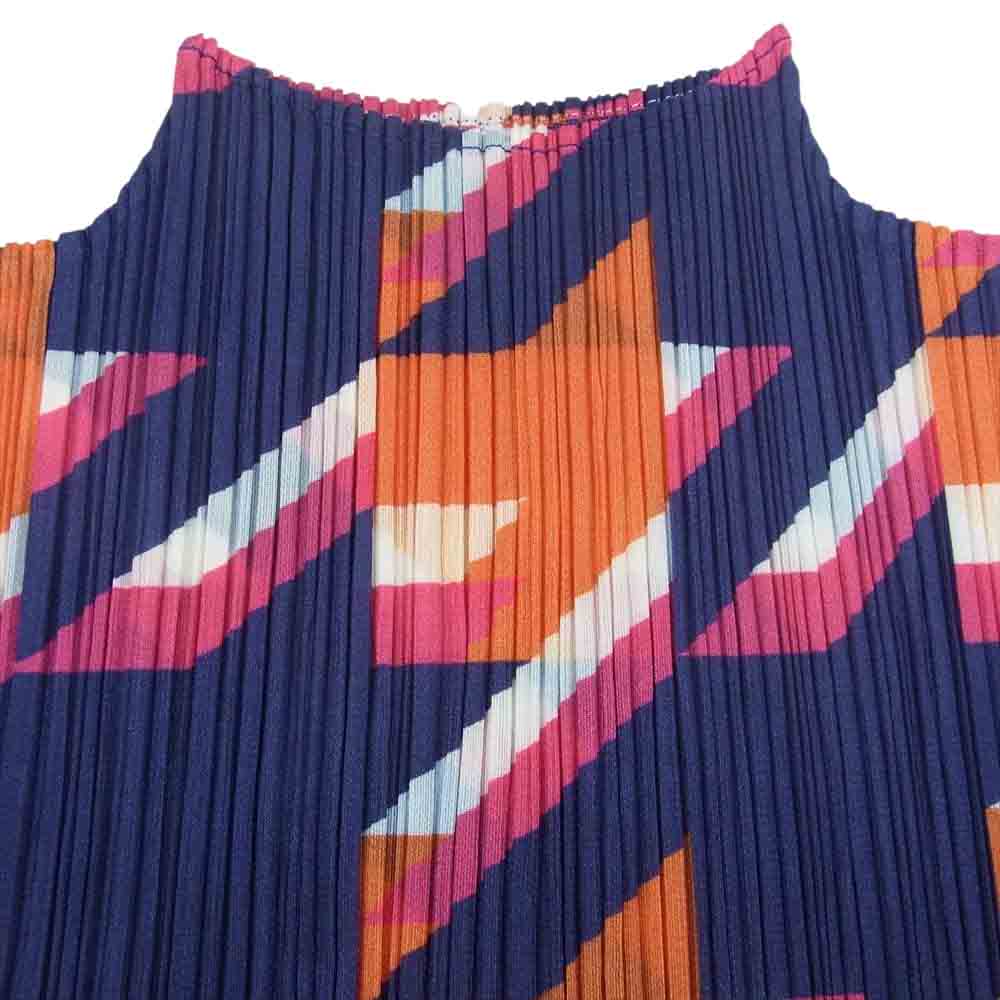 PLEATS PLEASE プリーツプリーズ イッセイミヤケ PP11-JK711 プリーツ加工 総柄 ボトルネック カットソー 長袖 マルチカラー系 3【美品】【中古】
