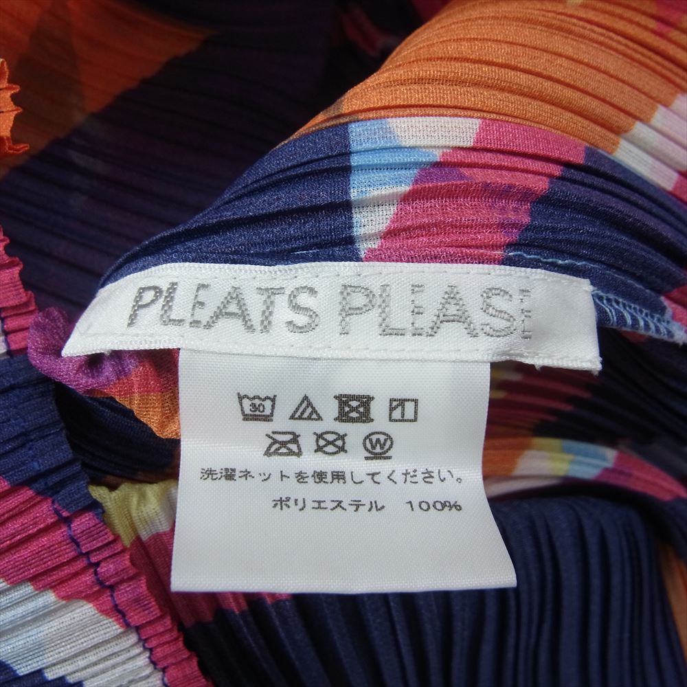 PLEATS PLEASE プリーツプリーズ イッセイミヤケ PP11-JK711 プリーツ加工 総柄 ボトルネック カットソー 長袖 マルチカラー系 3【美品】【中古】