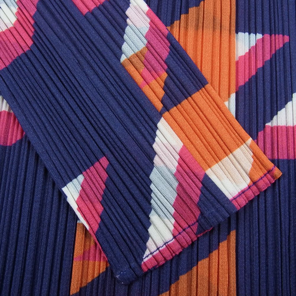 PLEATS PLEASE プリーツプリーズ イッセイミヤケ PP11-JK711 プリーツ加工 総柄 ボトルネック カットソー 長袖 マルチカラー系 3【美品】【中古】