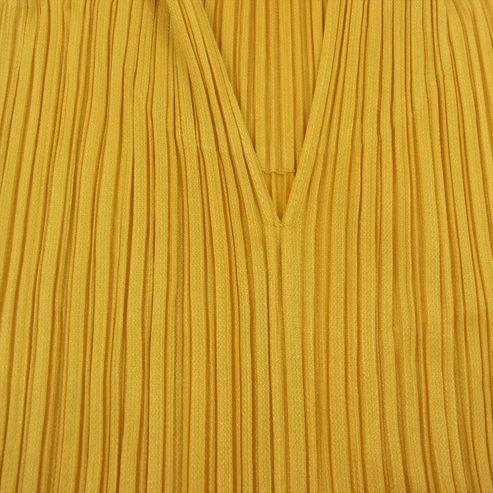 PLEATS PLEASE プリーツプリーズ イッセイミヤケ PP01-JH125 プリーツ加工 セーラーカラー ロング ドレス ワンピース マスタード イエロー系 3【美品】【中古】