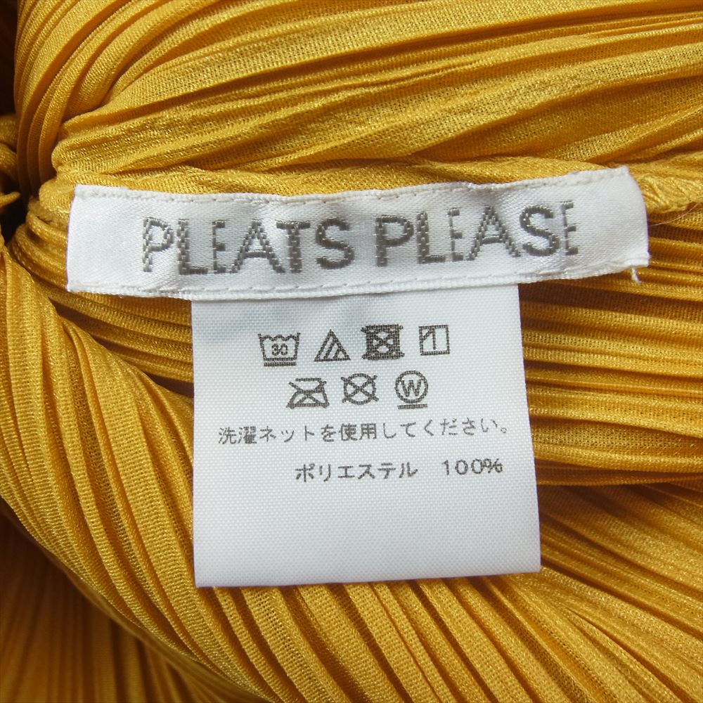 PLEATS PLEASE プリーツプリーズ イッセイミヤケ PP01-JH125 プリーツ加工 セーラーカラー ロング ドレス ワンピース マスタード イエロー系 3【美品】【中古】