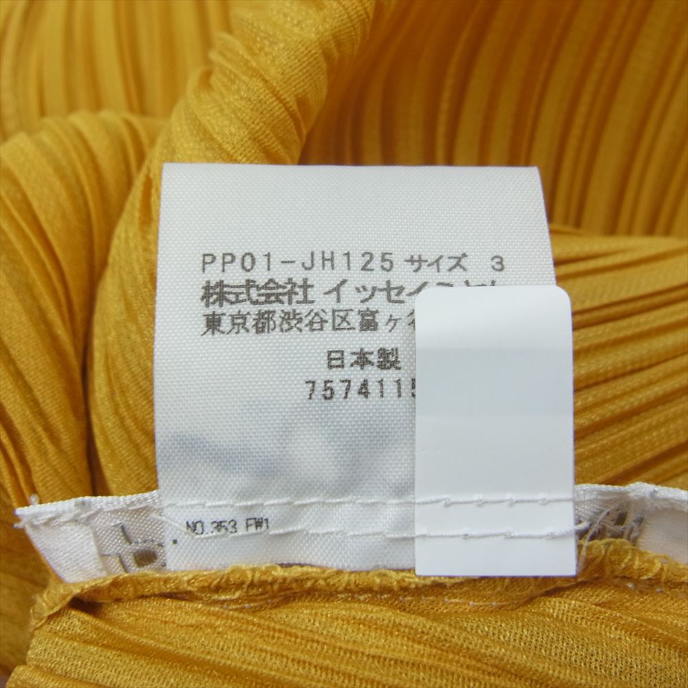 PLEATS PLEASE プリーツプリーズ イッセイミヤケ PP01-JH125 プリーツ加工 セーラーカラー ロング ドレス ワンピース マスタード イエロー系 3【美品】【中古】