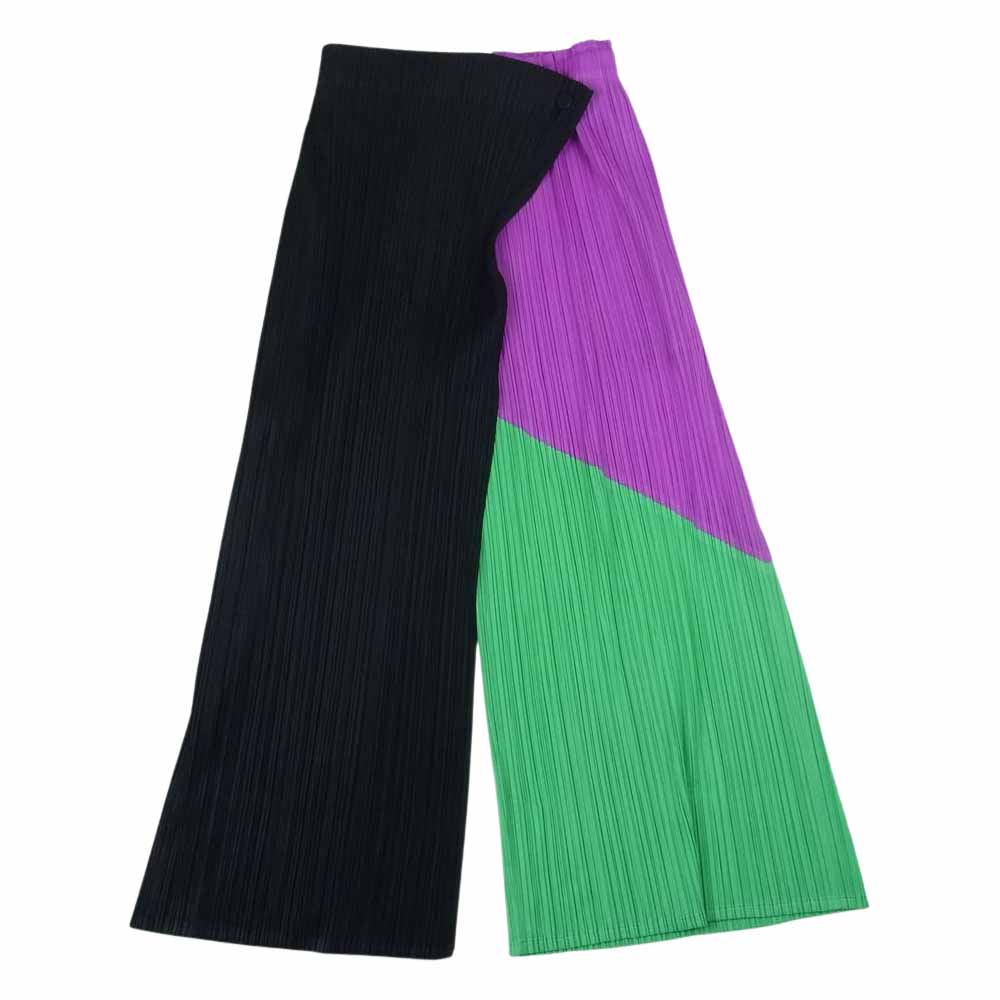 PLEATS PLEASE プリーツプリーズ イッセイミヤケ PP11-JF151 プリーツ加工 カラー切替 ラップパンツ マルチカラー系 2【美品】【中古】