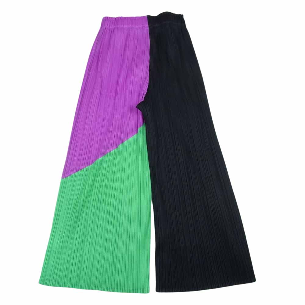 PLEATS PLEASE プリーツプリーズ イッセイミヤケ PP11-JF151 プリーツ加工 カラー切替 ラップパンツ マルチカラー系 2【美品】【中古】