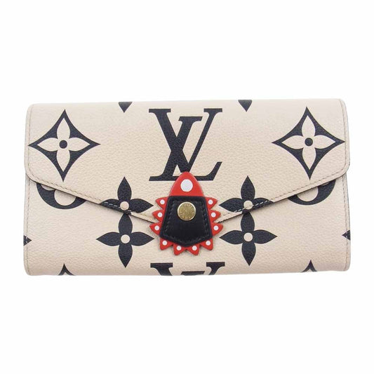 LOUIS VUITTON ルイ・ヴィトン M69514 モノグラム アンプラント ポルトフォイユサラ 長財布  ベージュ系 クリーム×ブラック×レッド【中古】