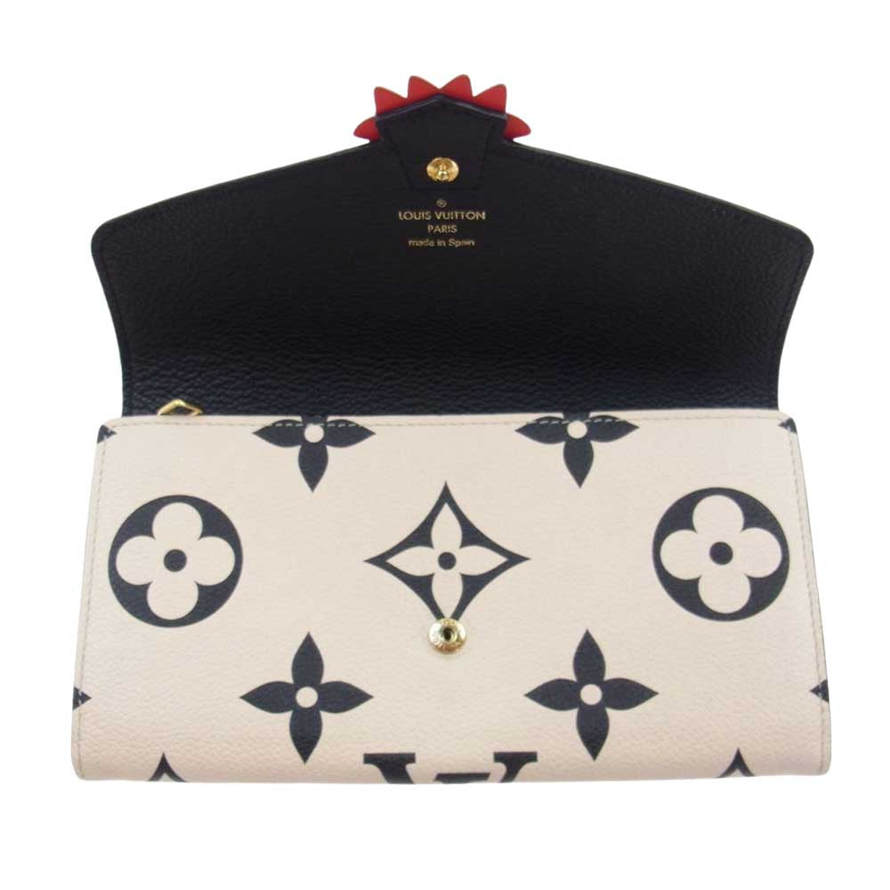 LOUIS VUITTON ルイ・ヴィトン M69514 モノグラム アンプラント ポルトフォイユサラ 長財布  ベージュ系 クリーム×ブラック×レッド【中古】