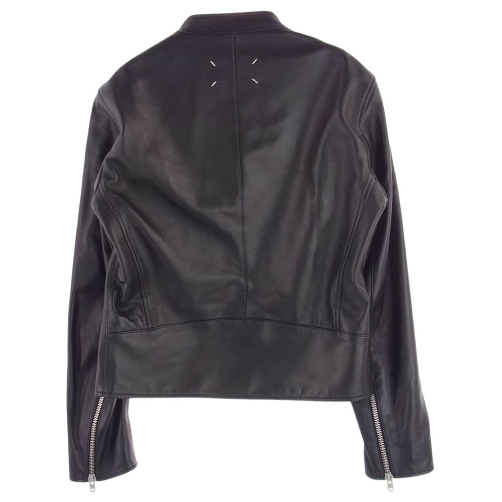 MAISON MARGIELA メゾンマルジェラ 20AW S50AM0489 SY1460  5-ZIP LEATHER JACKET 八の字 ラムレザー シングルライダース ジャケット ハの字 ブラック系 46【美品】【中古】