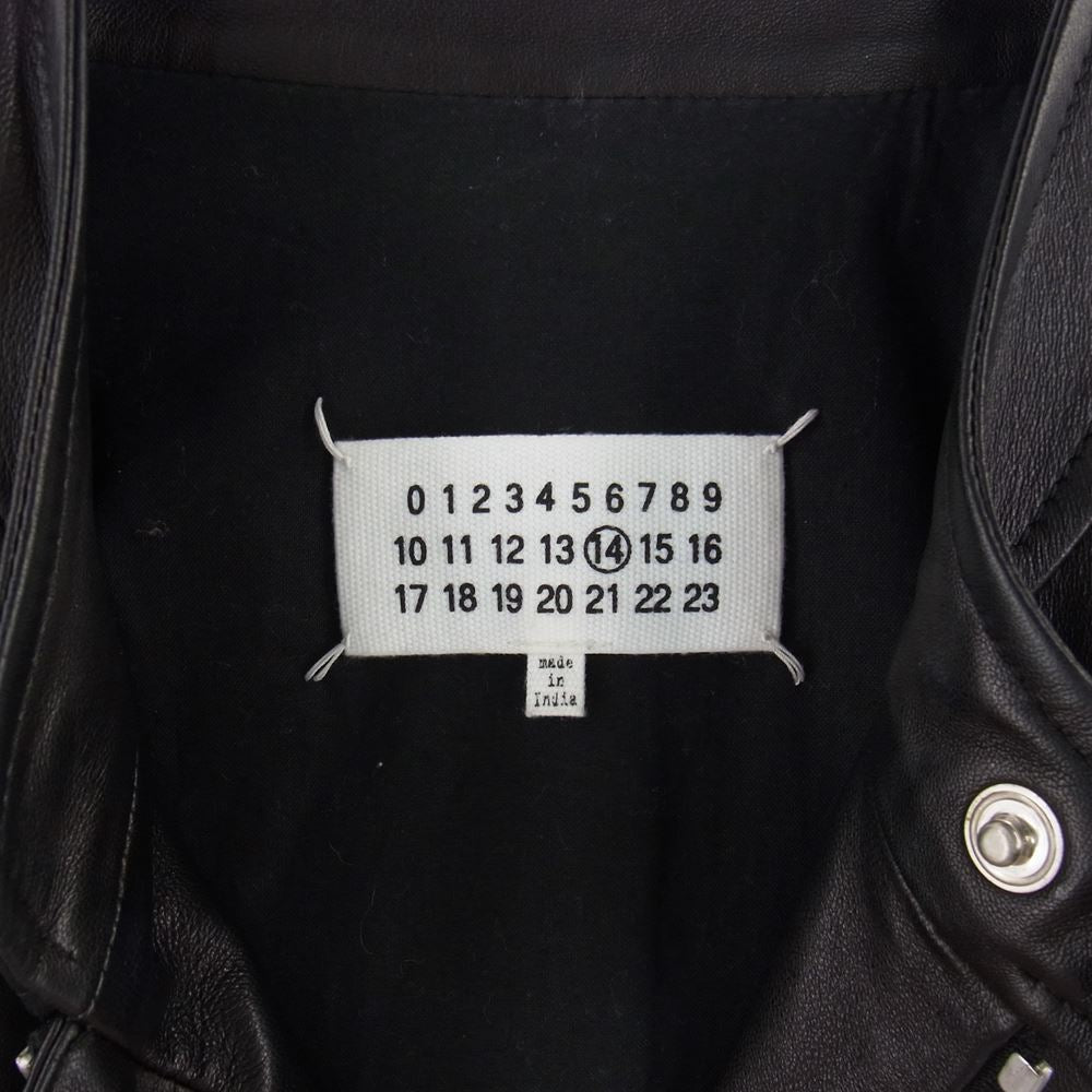 MAISON MARGIELA メゾンマルジェラ 20AW S50AM0489 SY1460  5-ZIP LEATHER JACKET 八の字 ラムレザー シングルライダース ジャケット ハの字 ブラック系 46【美品】【中古】