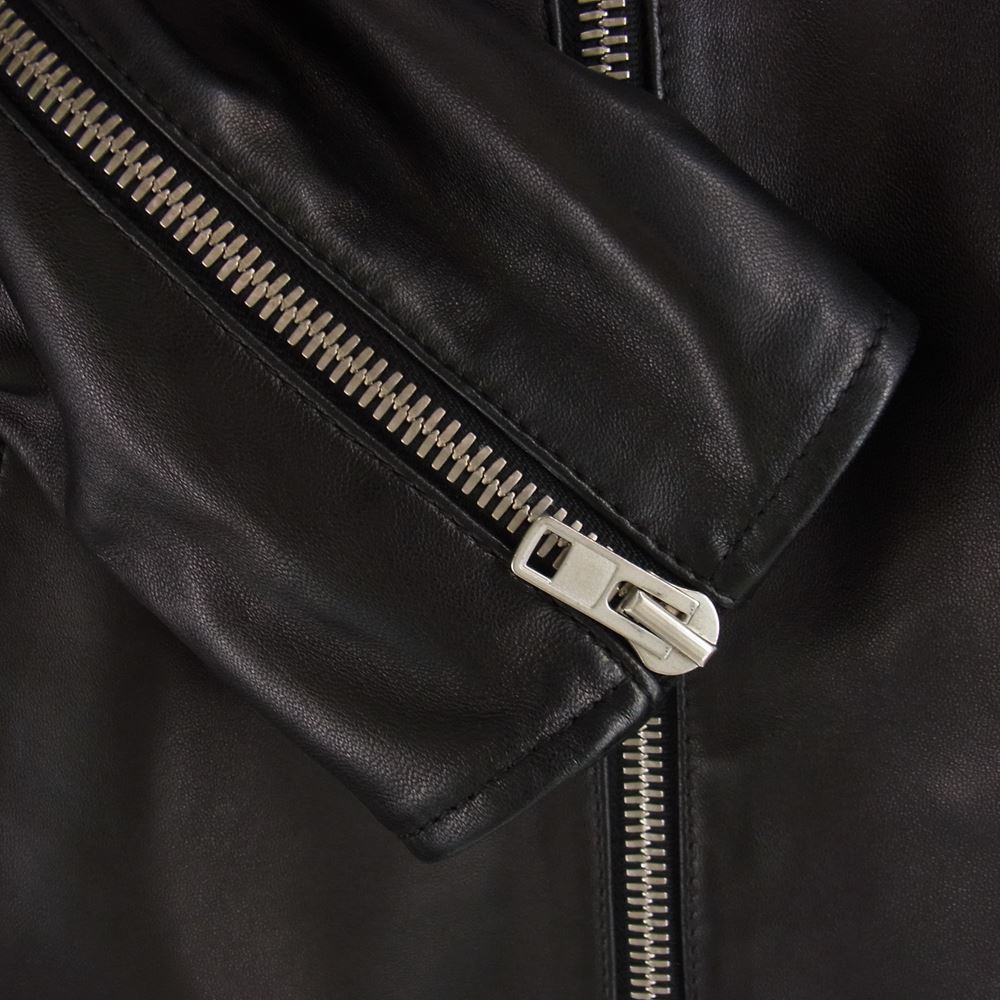 MAISON MARGIELA メゾンマルジェラ 20AW S50AM0489 SY1460  5-ZIP LEATHER JACKET 八の字 ラムレザー シングルライダース ジャケット ハの字 ブラック系 46【美品】【中古】
