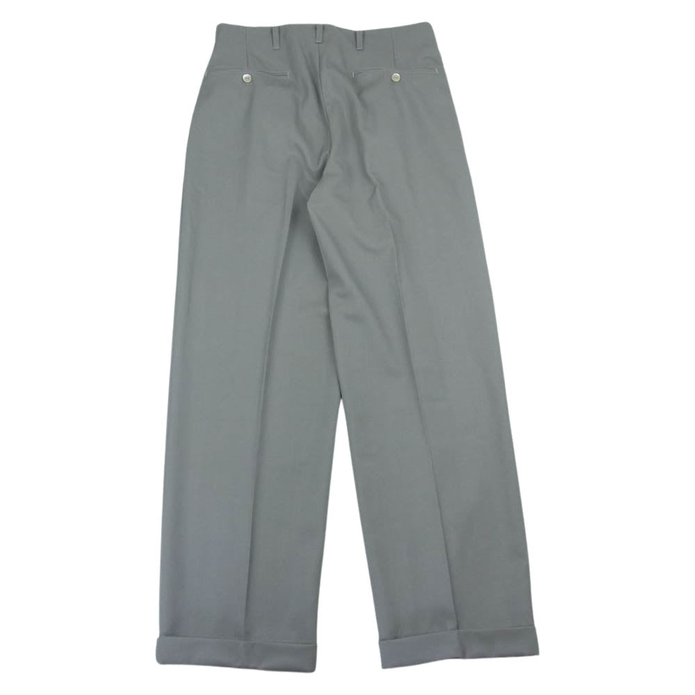GUCCI グッチ 538253 ZAAC6 裾ダブル センタープレス 2タック スラックス パンツ グレー系 46【美品】【中古】