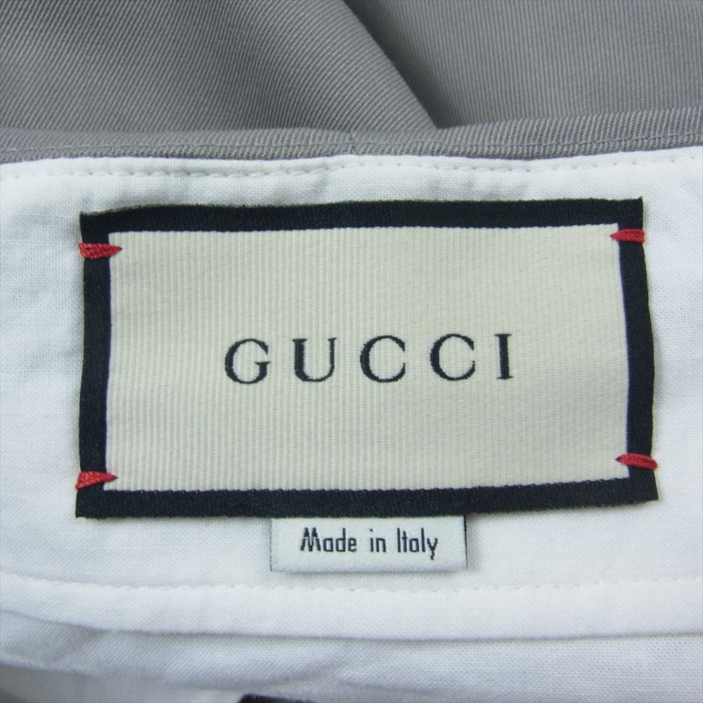 GUCCI グッチ 538253 ZAAC6 裾ダブル センタープレス 2タック スラックス パンツ グレー系 46【美品】【中古】
