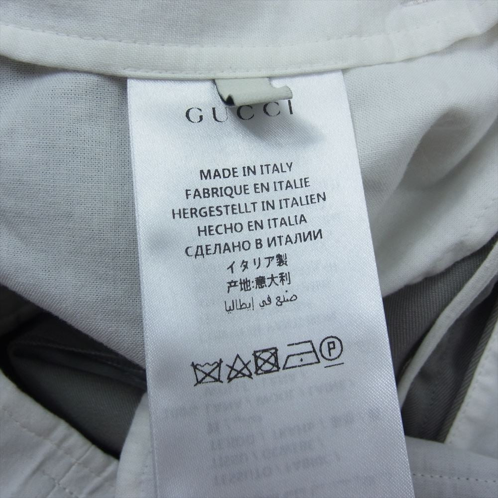 GUCCI グッチ 538253 ZAAC6 裾ダブル センタープレス 2タック スラックス パンツ グレー系 46【美品】【中古】