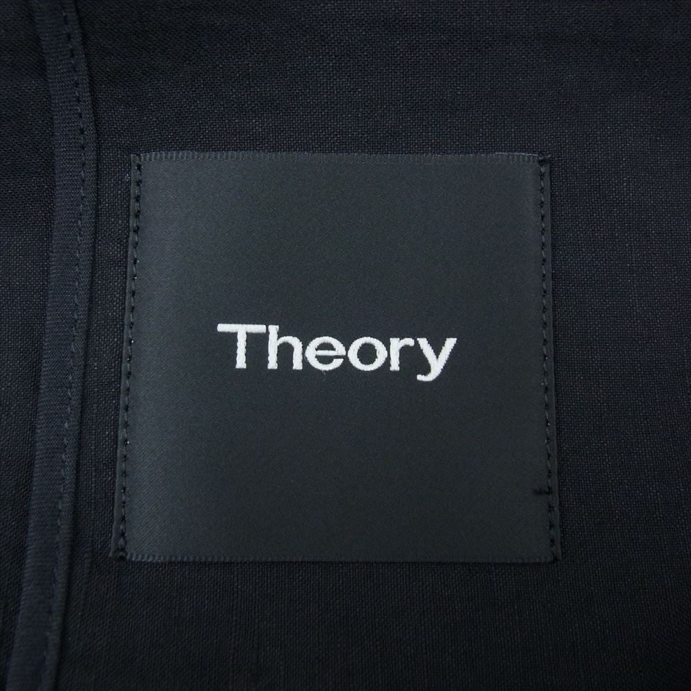 セオリー  01-6109612 リネン混 ノーカラーコート ブラック系 S【中古】