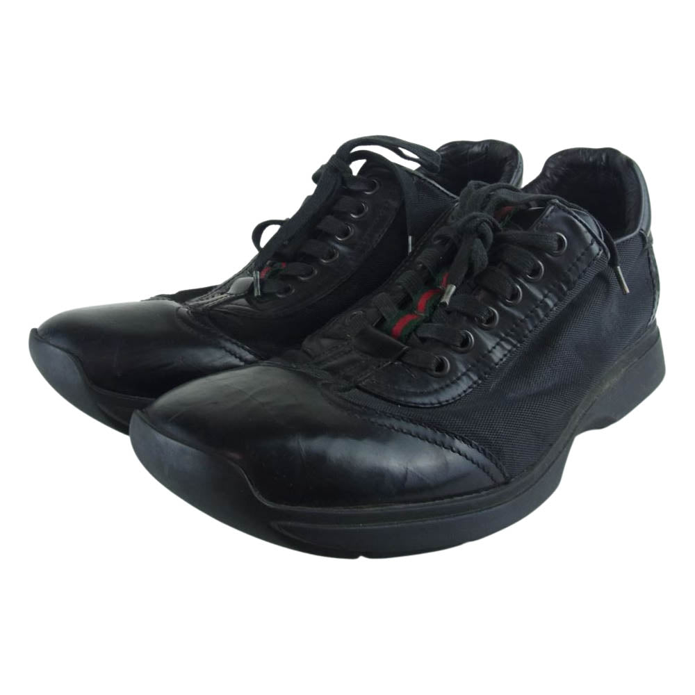 GUCCI グッチ シェリーライン レザー シューズ ブラック系 40【中古】