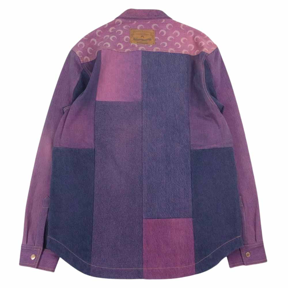 マリーンセル 22ss  パッチワーク デニム シャツ ピンク系 ネイビー系 S【極上美品】【中古】