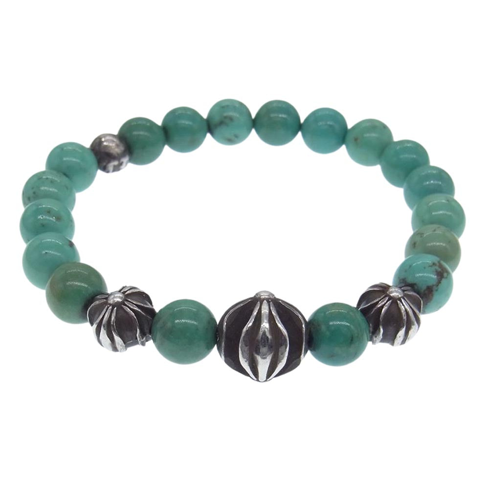CHROME HEARTS クロムハーツ（原本無） BEAD 8mm ターコイズ ビーズ ブレスレット ライトブルー系 シルバー系【中古】