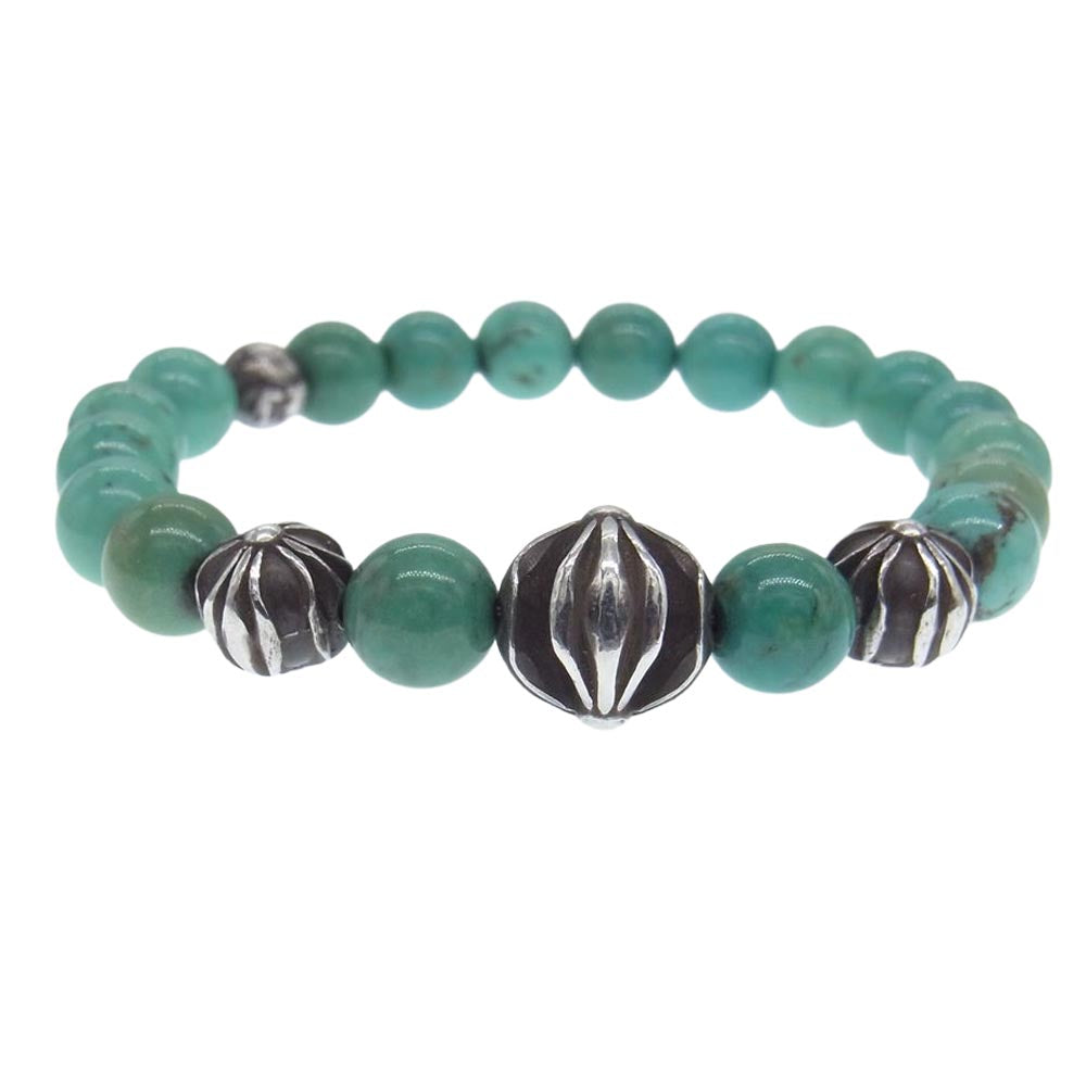 CHROME HEARTS クロムハーツ（原本無） BEAD 8mm ターコイズ ビーズ ブレスレット ライトブルー系 シルバー系【中古】
