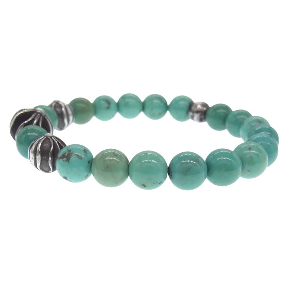 CHROME HEARTS クロムハーツ（原本無） BEAD 8mm ターコイズ ビーズ ブレスレット ライトブルー系 シルバー系【中古】