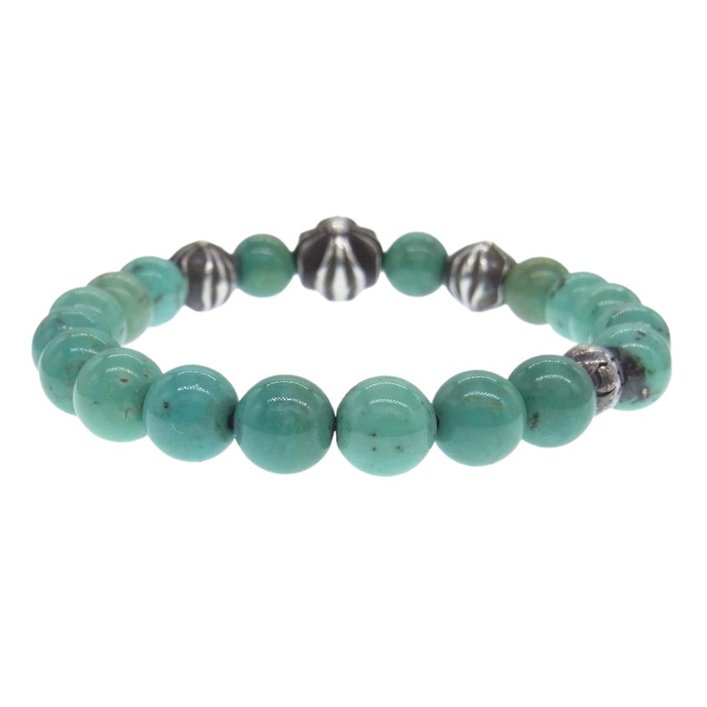 CHROME HEARTS クロムハーツ（原本無） BEAD 8mm ターコイズ ビーズ ブレスレット ライトブルー系 シルバー系【中古】