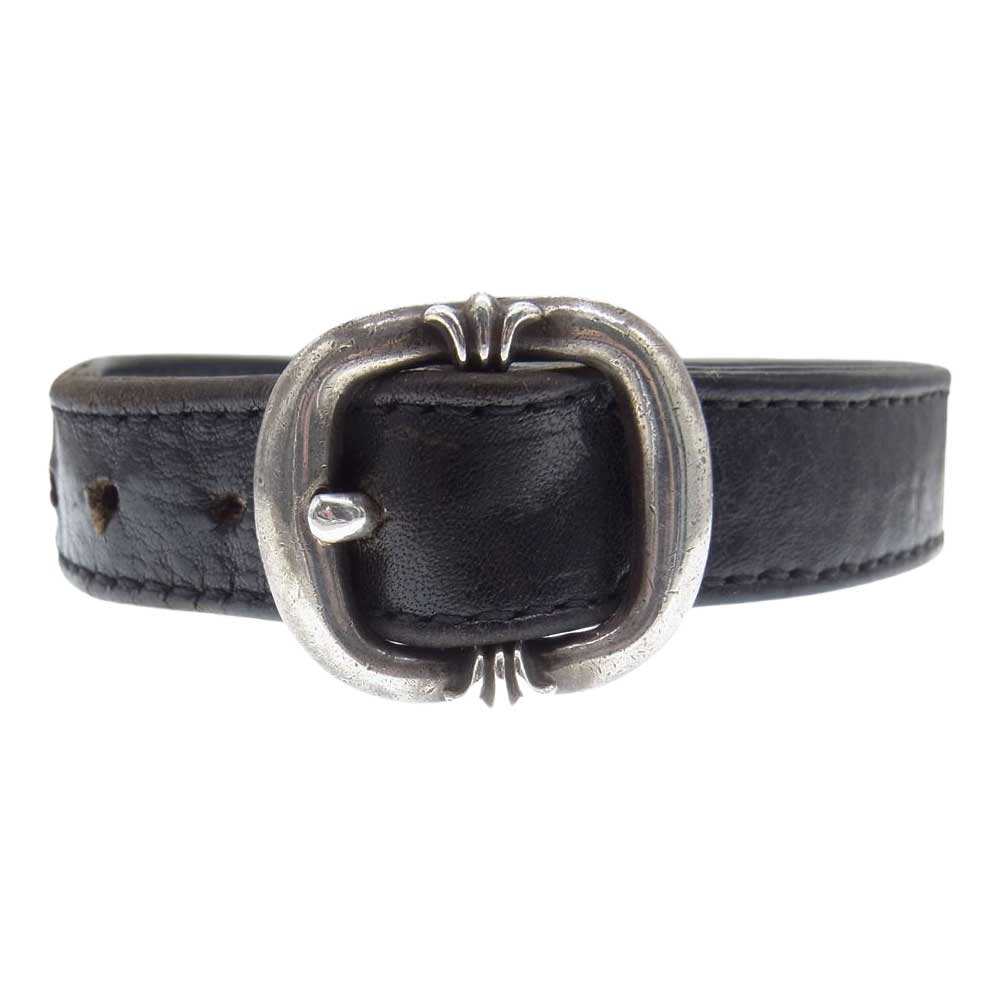 CHROME HEARTS クロムハーツ（原本無） GUNSLINGER ガンスリンガー #2 クロスボール レザー ベルト ブレスレット ブラック系 シルバー系 11【中古】