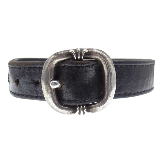 CHROME HEARTS クロムハーツ（原本無） GUNSLINGER ガンスリンガー #2 クロスボール レザー ベルト ブレスレット ブラック系 シルバー系 11【中古】
