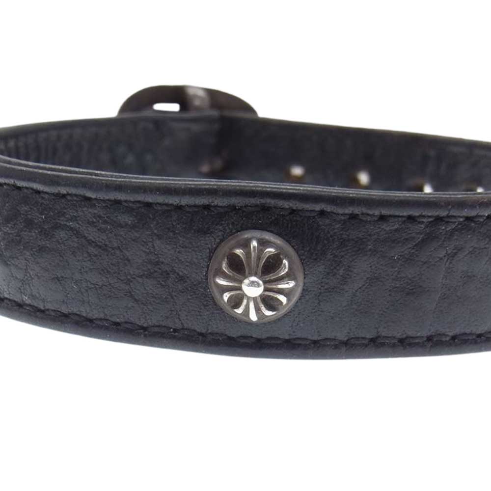CHROME HEARTS クロムハーツ（原本無） GUNSLINGER ガンスリンガー #2 クロスボール レザー ベルト ブレスレット ブラック系 シルバー系 11【中古】