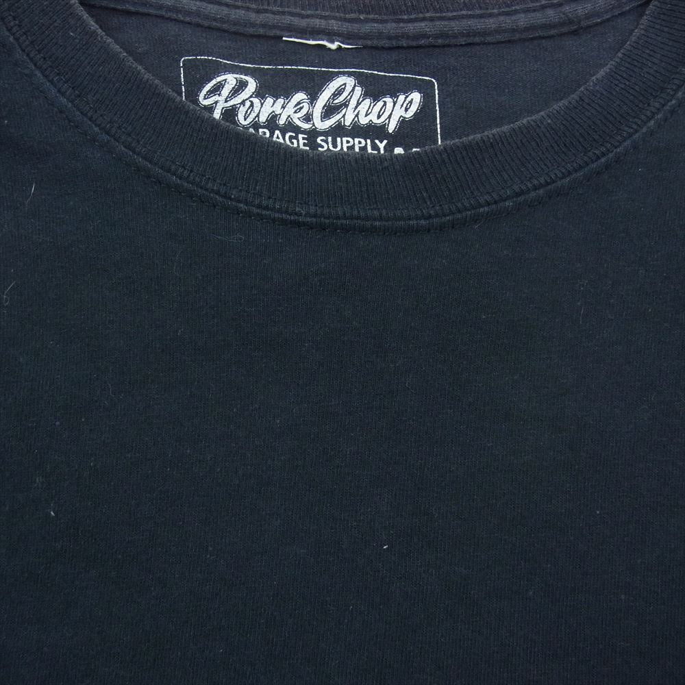 ポークチョップ 袖 バック プリント 長袖 Tシャツ ブラック系 M【中古】