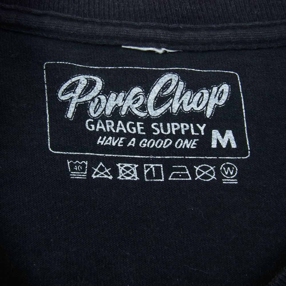 ポークチョップ 袖 バック プリント 長袖 Tシャツ ブラック系 M【中古】