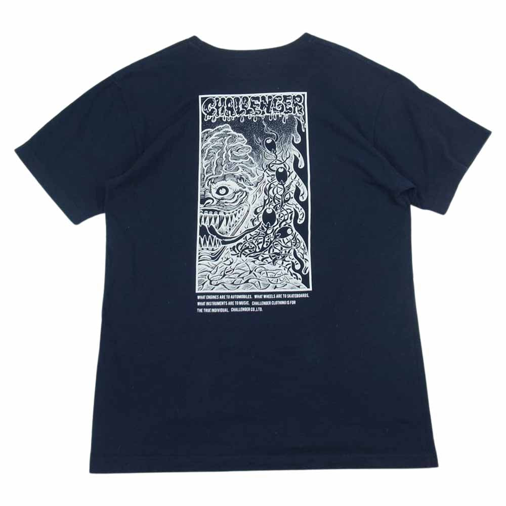 CHALLENGER チャレンジャー 18SS OMG! TEE プリント 半袖 Tシャツ ネイビー系 L【中古】
