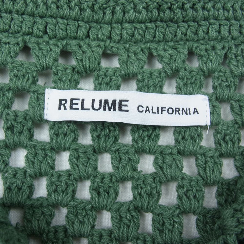 JOURNAL STANDARD ジャーナルスタンダード relume リリューム CALIFORNIA カリフォルニア  クロシェ フラワー 半袖 ニット シャツ グリーン系 L【中古】