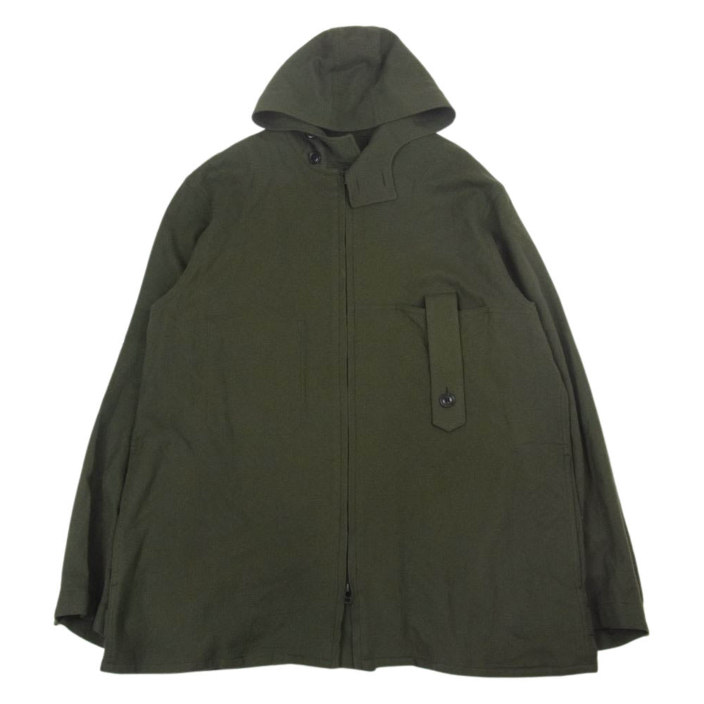 Yohji Yamamoto ヨウジヤマモト YF-B87-172 Y's BANG ON! ワイズ バングオン No.167 WOOL VIYELLA HOODED SHIRTS ウール ビエラ フーデッド シャツ カーキ系 2【美品】【中古】