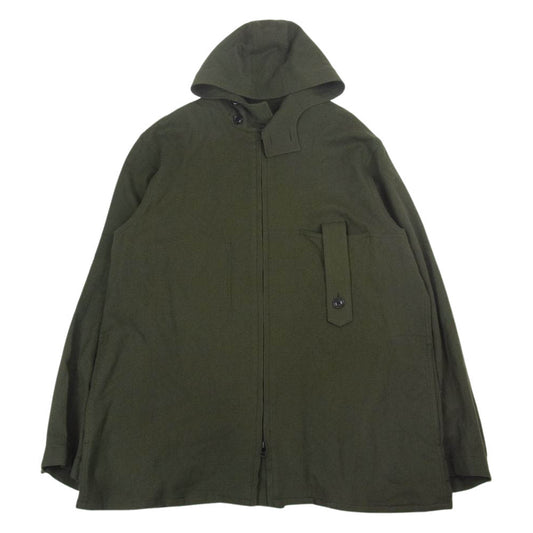 Yohji Yamamoto ヨウジヤマモト YF-B87-172 Y's BANG ON! ワイズ バングオン No.167 WOOL VIYELLA HOODED SHIRTS ウール ビエラ フーデッド シャツ カーキ系 2【美品】【中古】