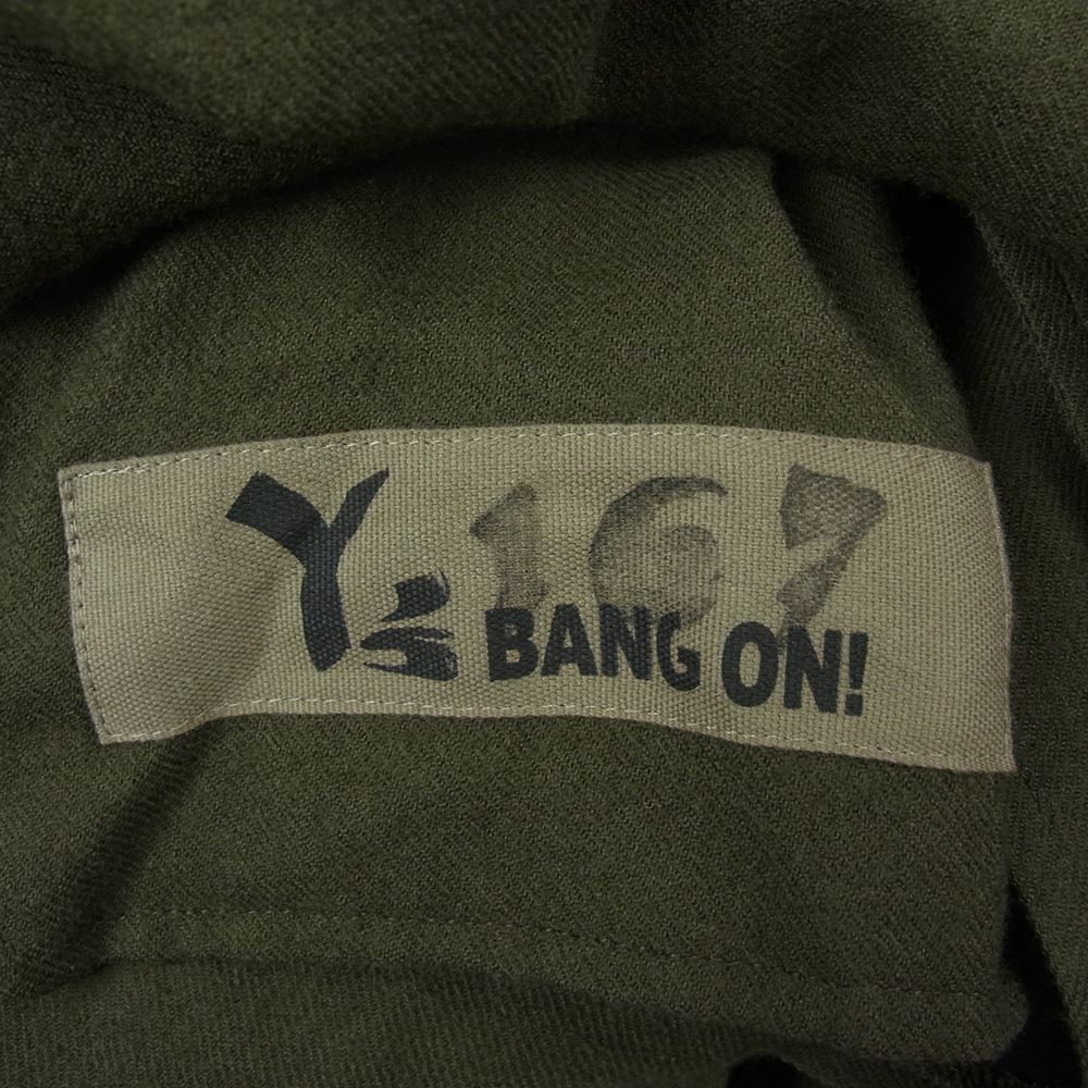 Yohji Yamamoto ヨウジヤマモト YF-B87-172 Y's BANG ON! ワイズ バングオン No.167 WOOL VIYELLA HOODED SHIRTS ウール ビエラ フーデッド シャツ カーキ系 2【美品】【中古】