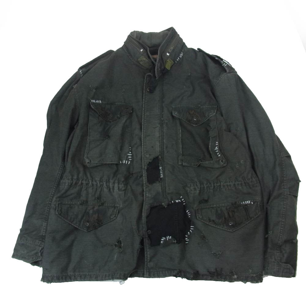 レザレクション 2023年1月製作品 HANDMADE vintage damage M-65 jacket ハンドメイド ダメージ クラッシュ 加工 ミリタリー ジャケット カーキ系【中古】
