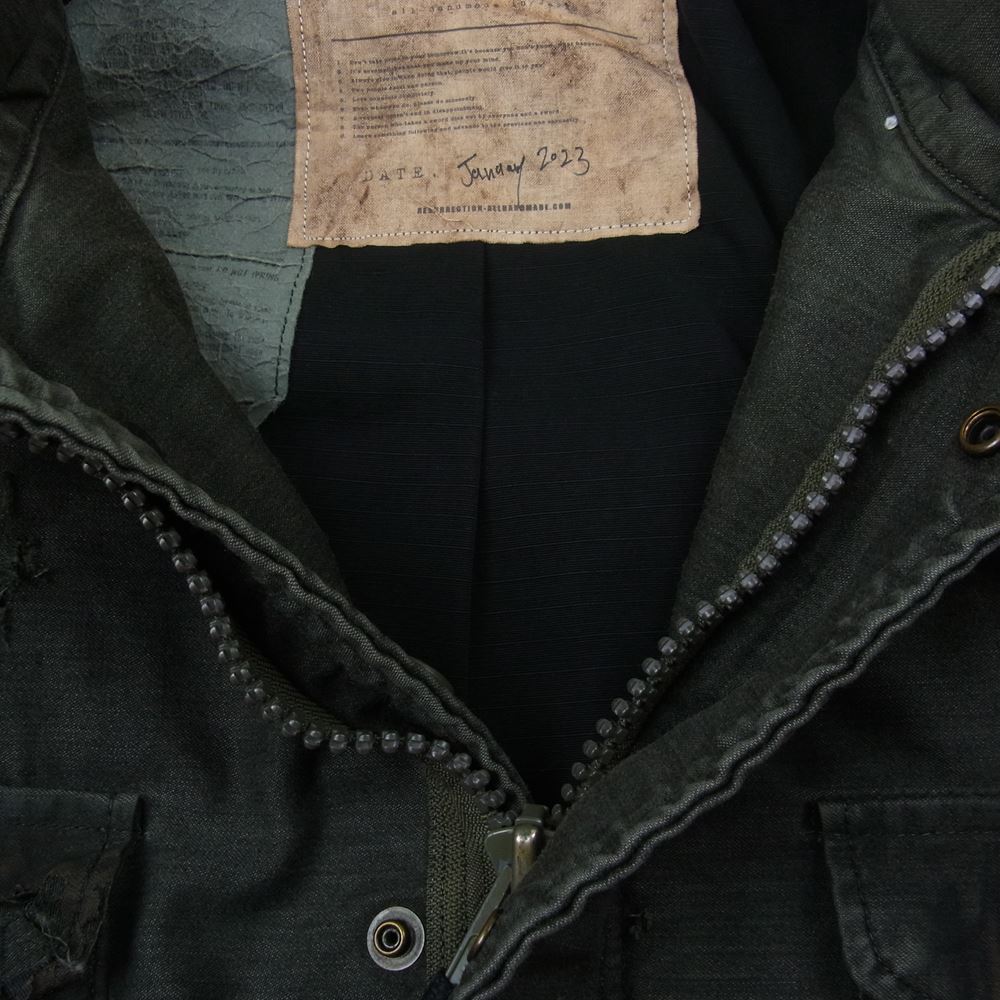 レザレクション 2023年1月製作品 HANDMADE vintage damage M-65 jacket ハンドメイド ダメージ クラッシュ 加工 ミリタリー ジャケット カーキ系【中古】