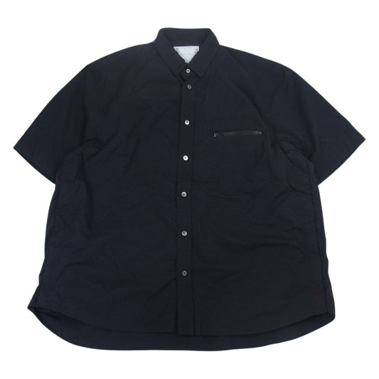 Sacai サカイ 23SS 23-03008M Taslan Nylon Shirt タスラン ナイロン 半袖 シャツ ブラック系 3【美品】【中古】