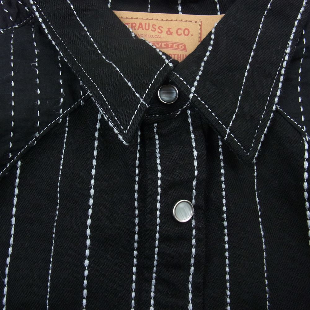 メンズ Denim tears×Levi's パッチワークストライプウエスタンシャツ L