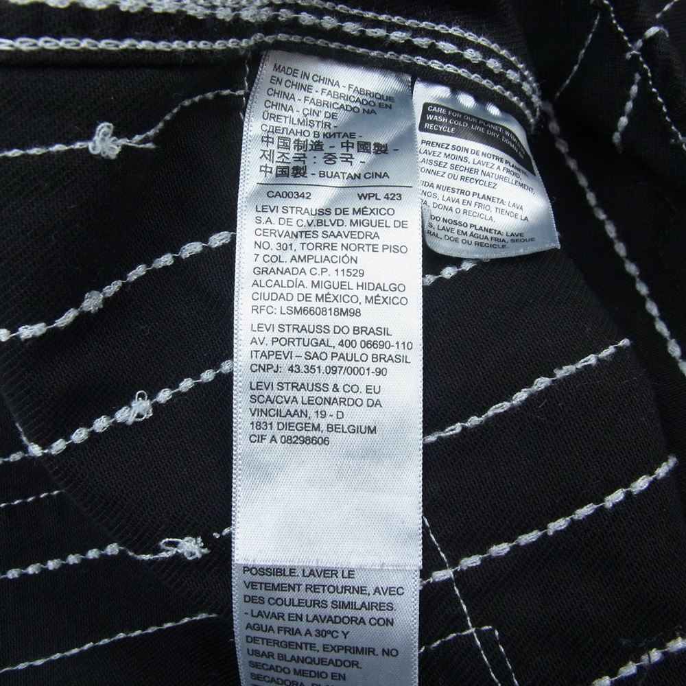 デニムティアーズ × Levis リーバイス パッチワーク ストライプ ステッチ ウエスタン シャツ ブラック系 L【美品】【中古】
