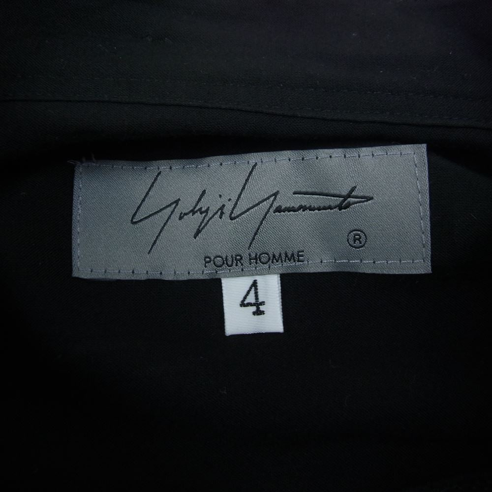 Yohji Yamamoto POUR HOMME ヨウジヤマモトプールオム 21SS HD-B11-825 Layered Docking Shirt 二重フラシ布付き B ドッキング 長袖 シャツ ブラック系 4【中古】