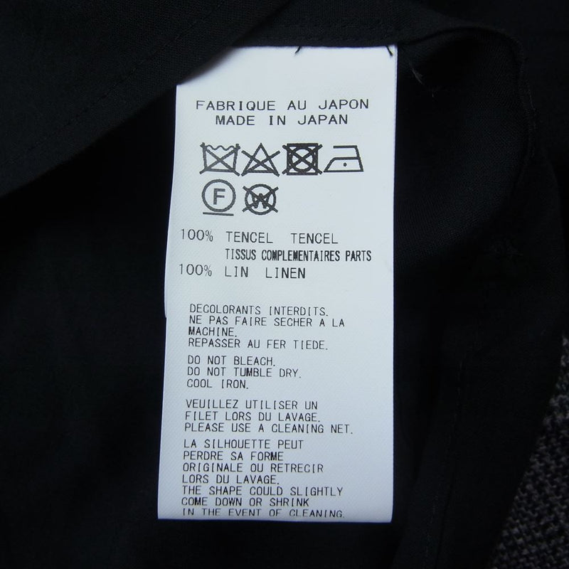 Yohji Yamamoto POUR HOMME ヨウジヤマモトプールオム 21SS HD-B11-825 Layered Docking Shirt 二重フラシ布付き B ドッキング 長袖 シャツ ブラック系 4【中古】