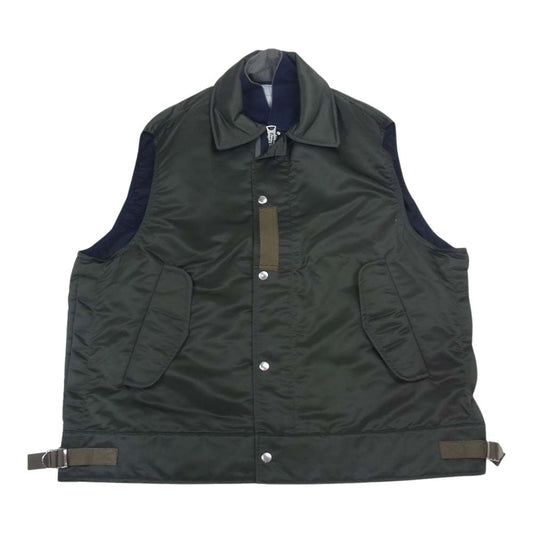 Sacai サカイ 23SS 23-02993M Nylon Twill Vest ナイロン ツイル ベスト カーキ カーキ系 3【美品】【中古】