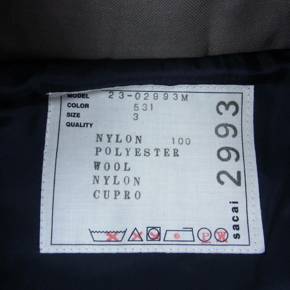 Sacai サカイ 23SS 23-02993M Nylon Twill Vest ナイロン ツイル ベスト カーキ カーキ系 3【美品】【中古】